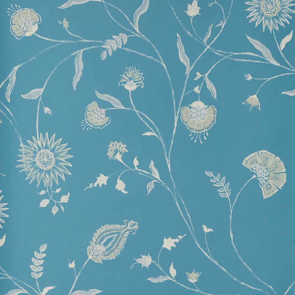 Indian Chintz WP | PDT - White on Powder Blue