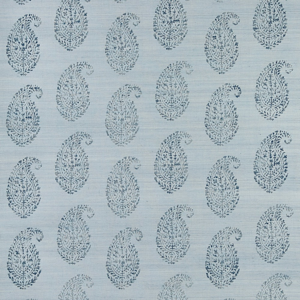Kashmir Paisley Grasscloth | PDT - Sky/Indigo