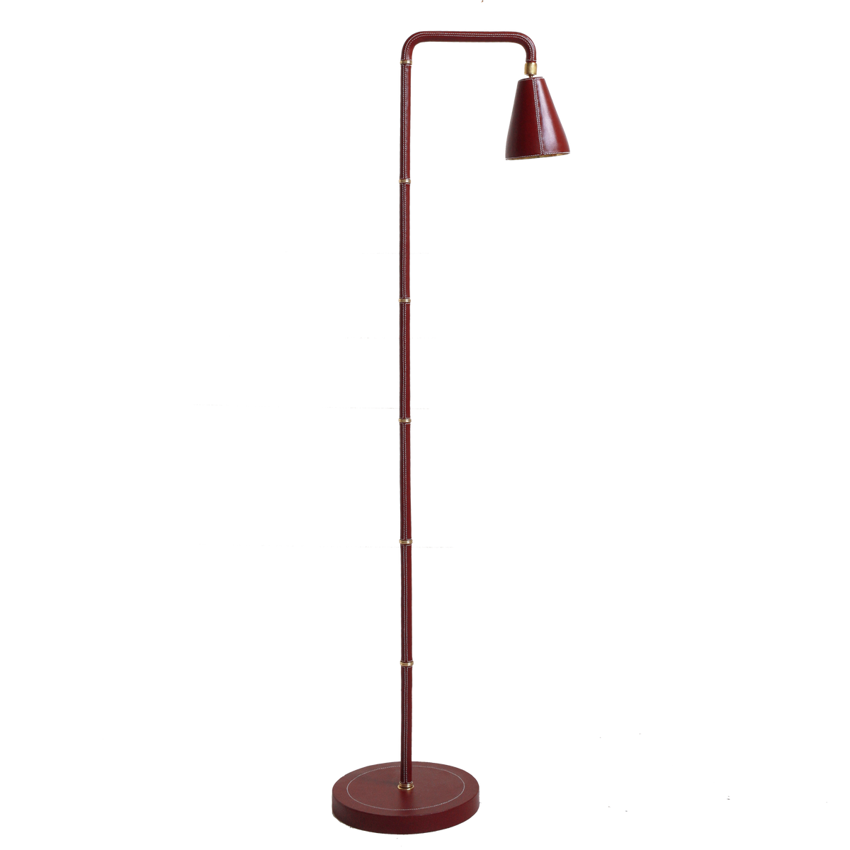 Adnet Reading Lamp with Brass Accents - Red Leather
