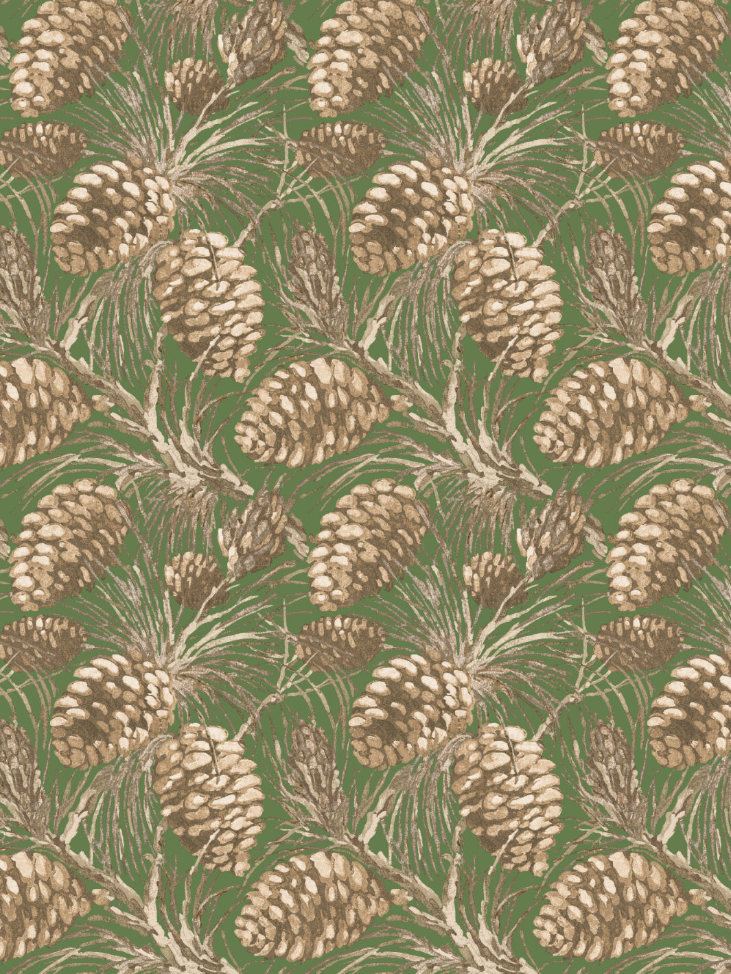 Pinecones WP | NT - Taupe on Green