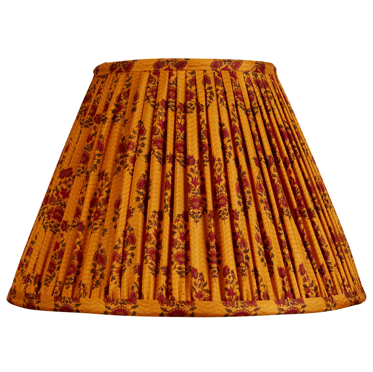 10 inch Saffron floral design French drum silk sari lampshade