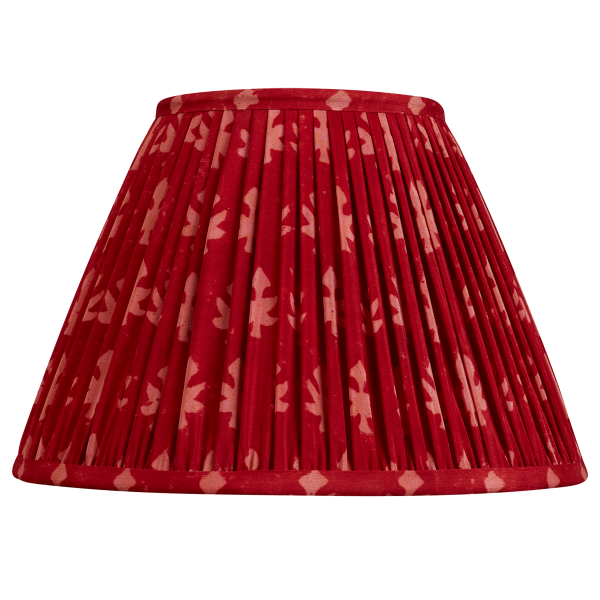 10 inch Red and pink geometric design French drum silk sari lampshade