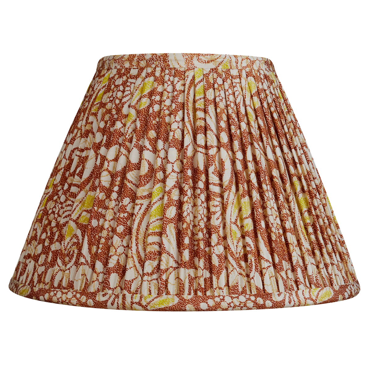 10 inch Brown/lime green floral design French drum silk sari lampshade