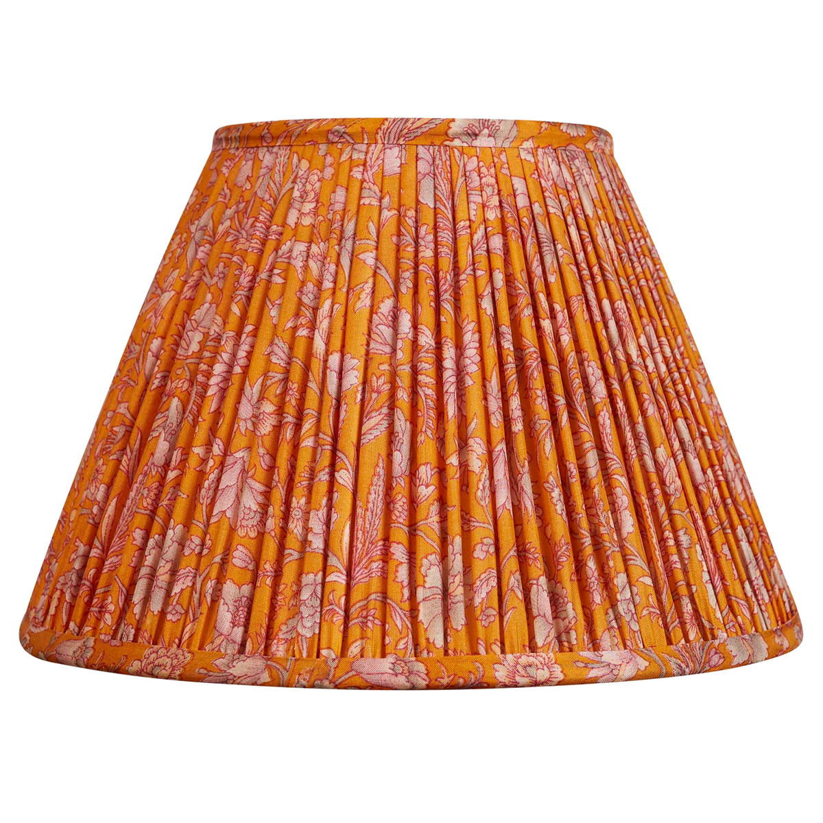 10 inch French drum Orange and lilac floral design silk sari lampshade