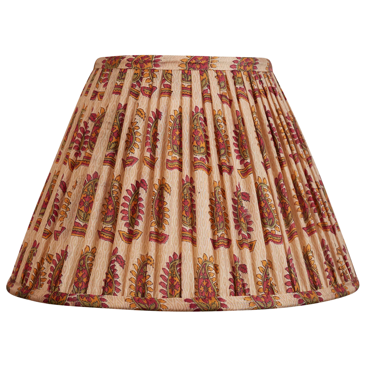 10 inch French drum paisley floral design silk sari lampshade on mocha background