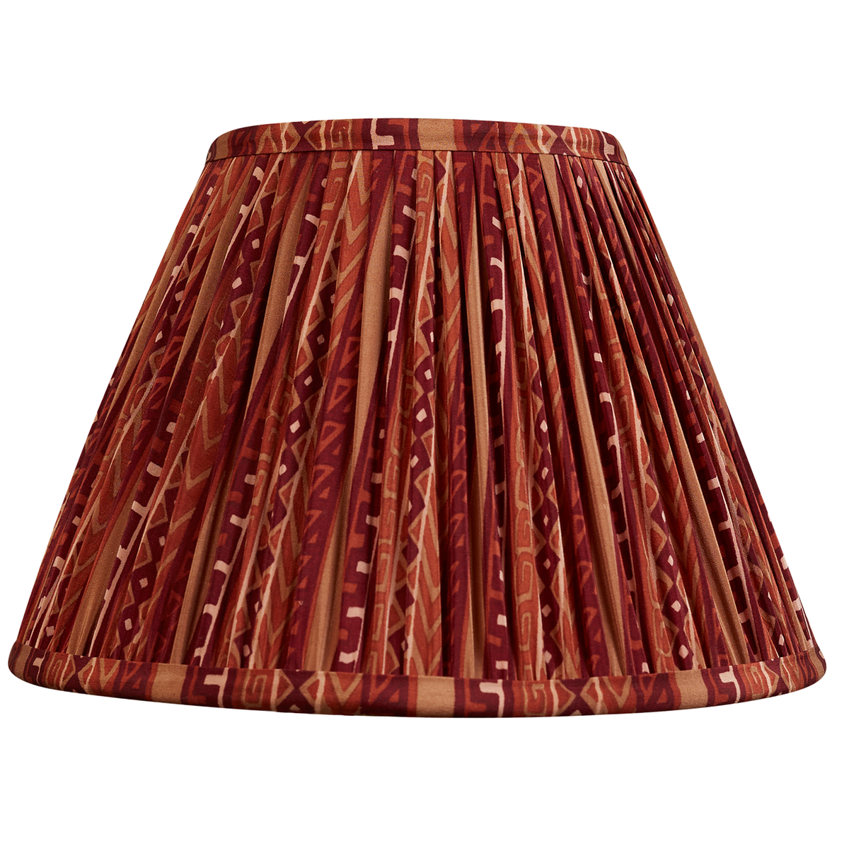 10 inch Burgundy and rust geometric design French drum silk sari lampshade