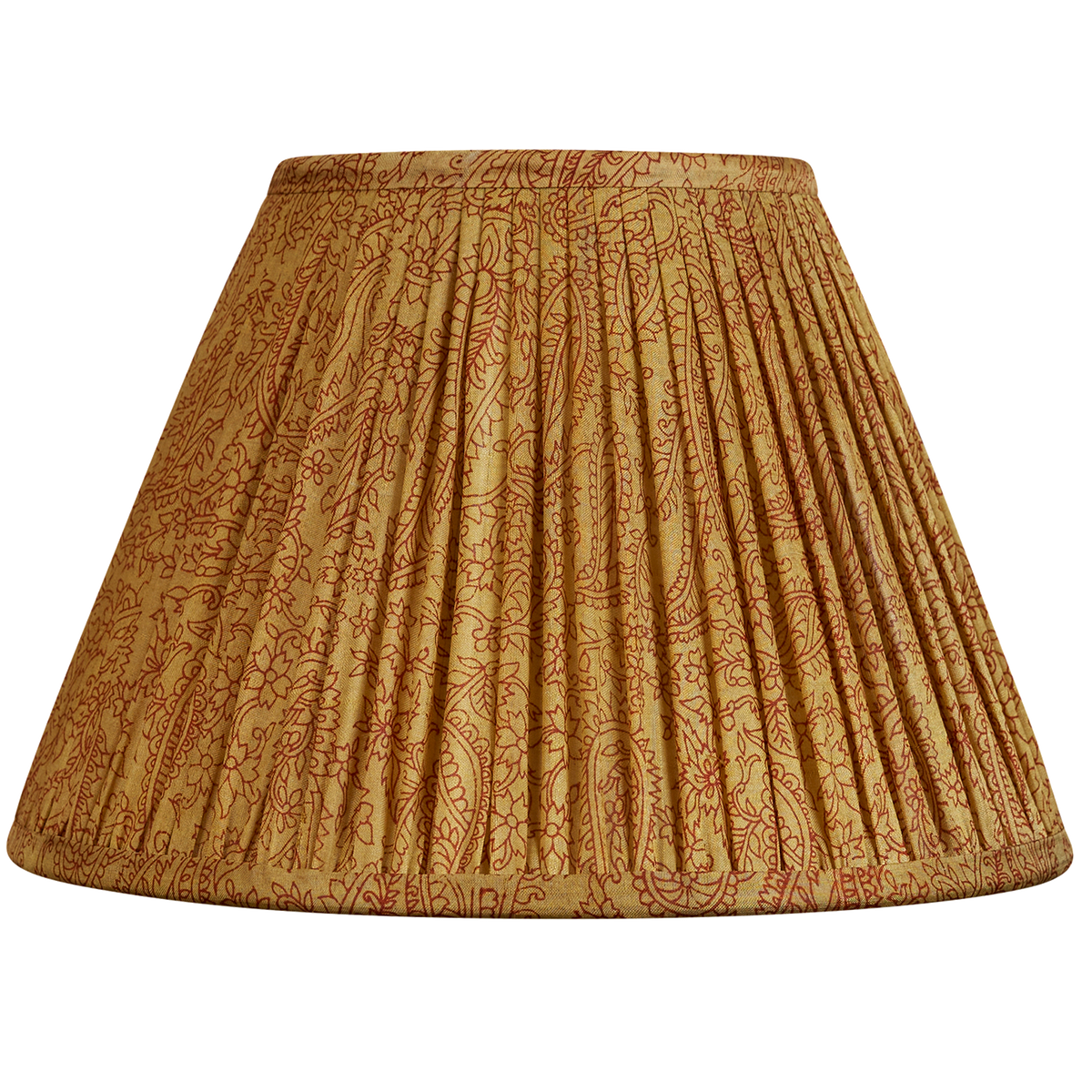 10 inch Burgundy floral design on caramel ground French drum silk sari lampshade