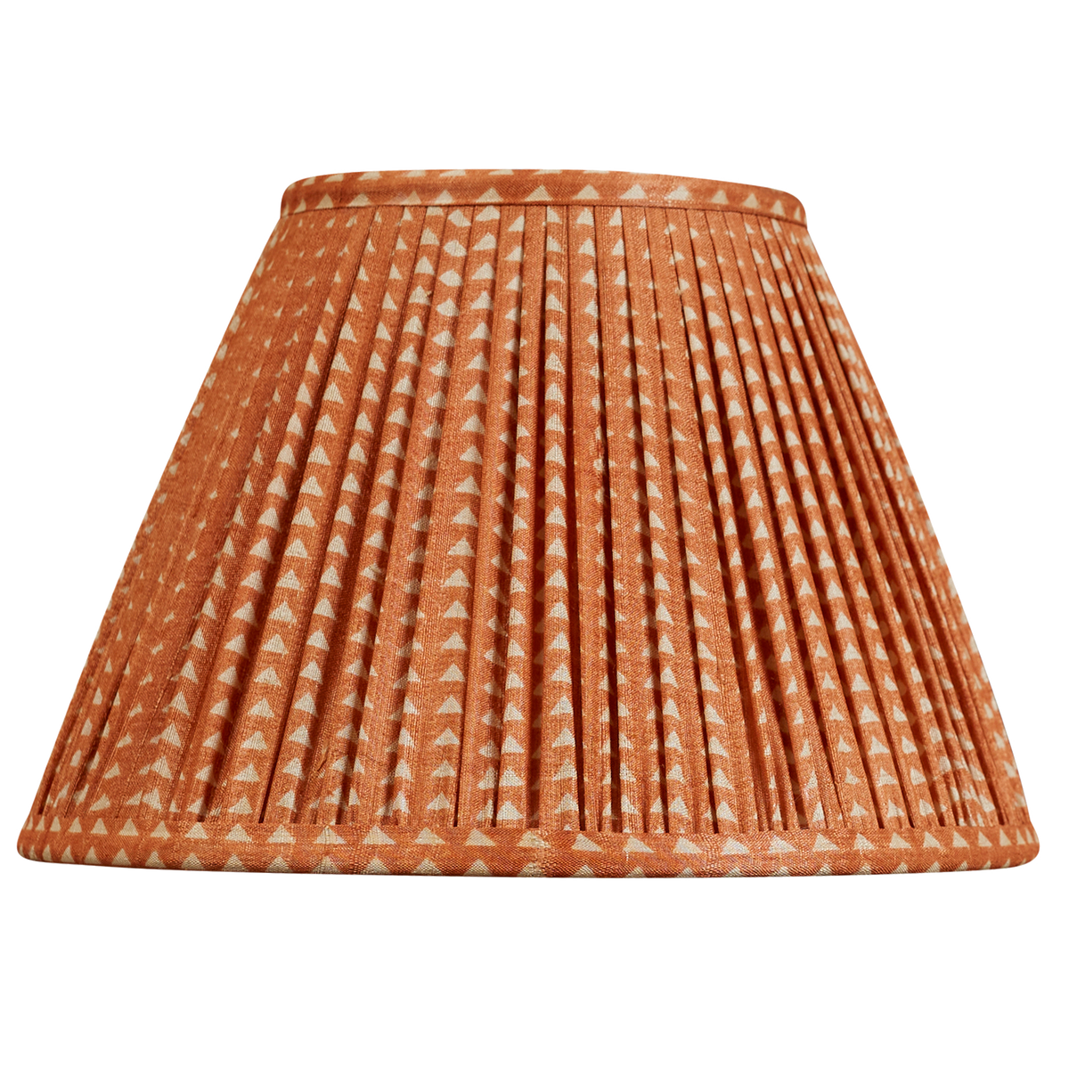 10 inch French drum Small geometric design sienna vintage raw silk sari lampshade