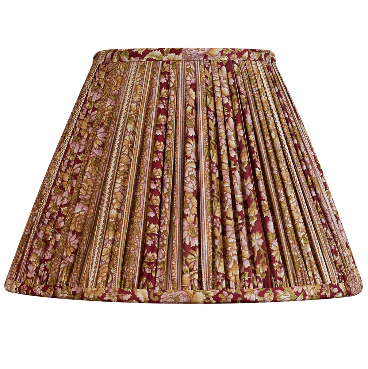 10 inch French drum bordeaux and pink/green floral design silk sari lampshade