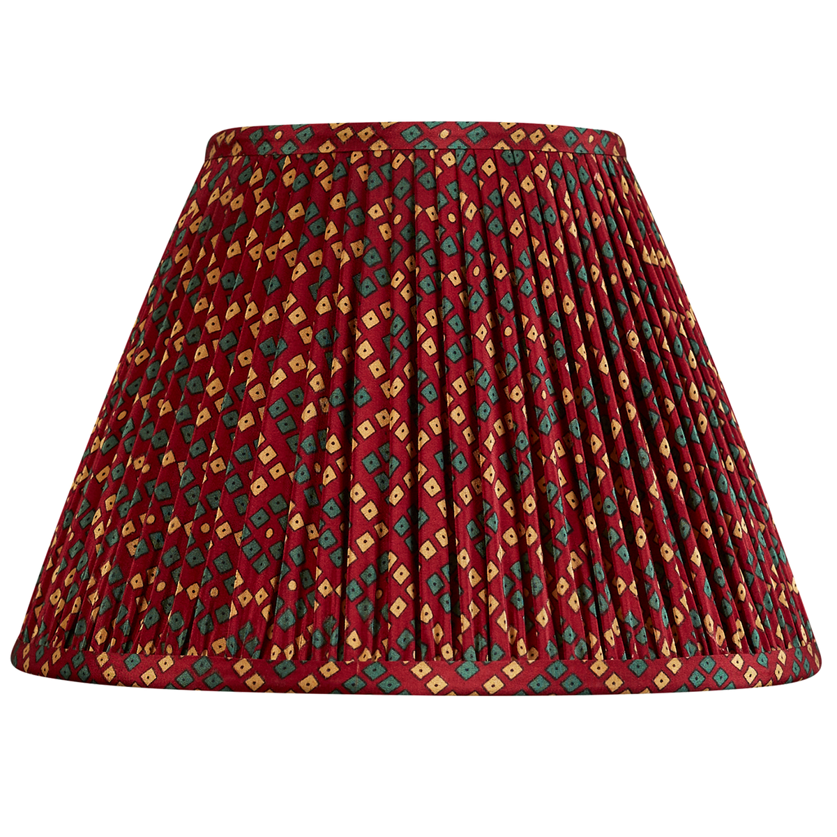 10 inch French drum burgundy geometric design silk sari lampshade