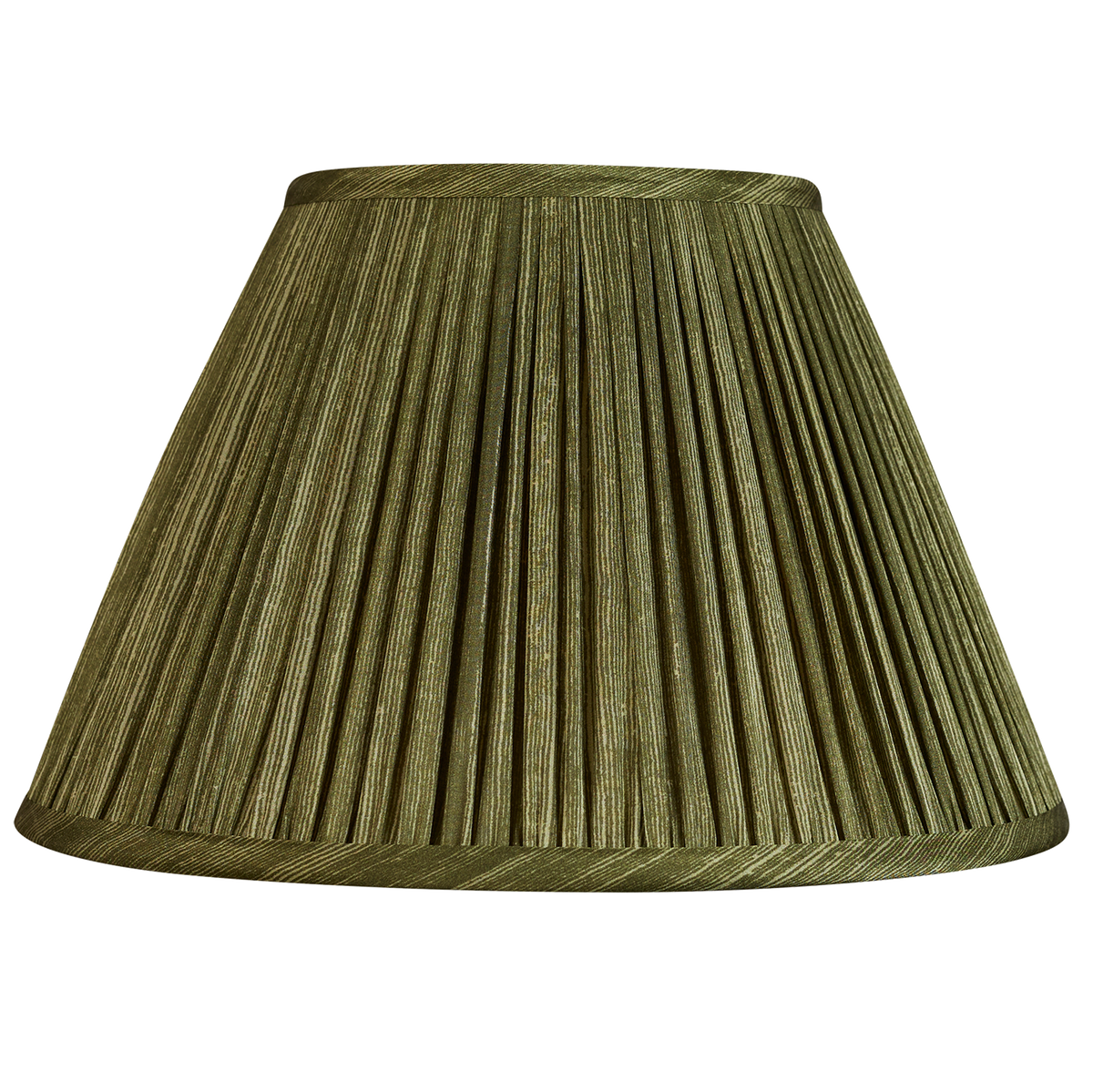 10 inch Olive green ripple pinstripe sari style gathered silk French drum lampshade