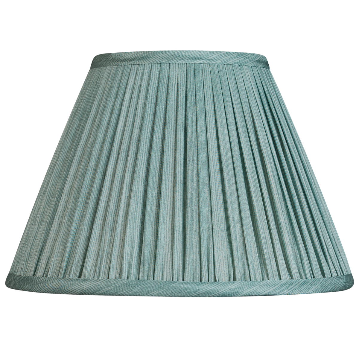 10 inch Celadon ripple pinstripe sari style gathered silk French drum lampshade