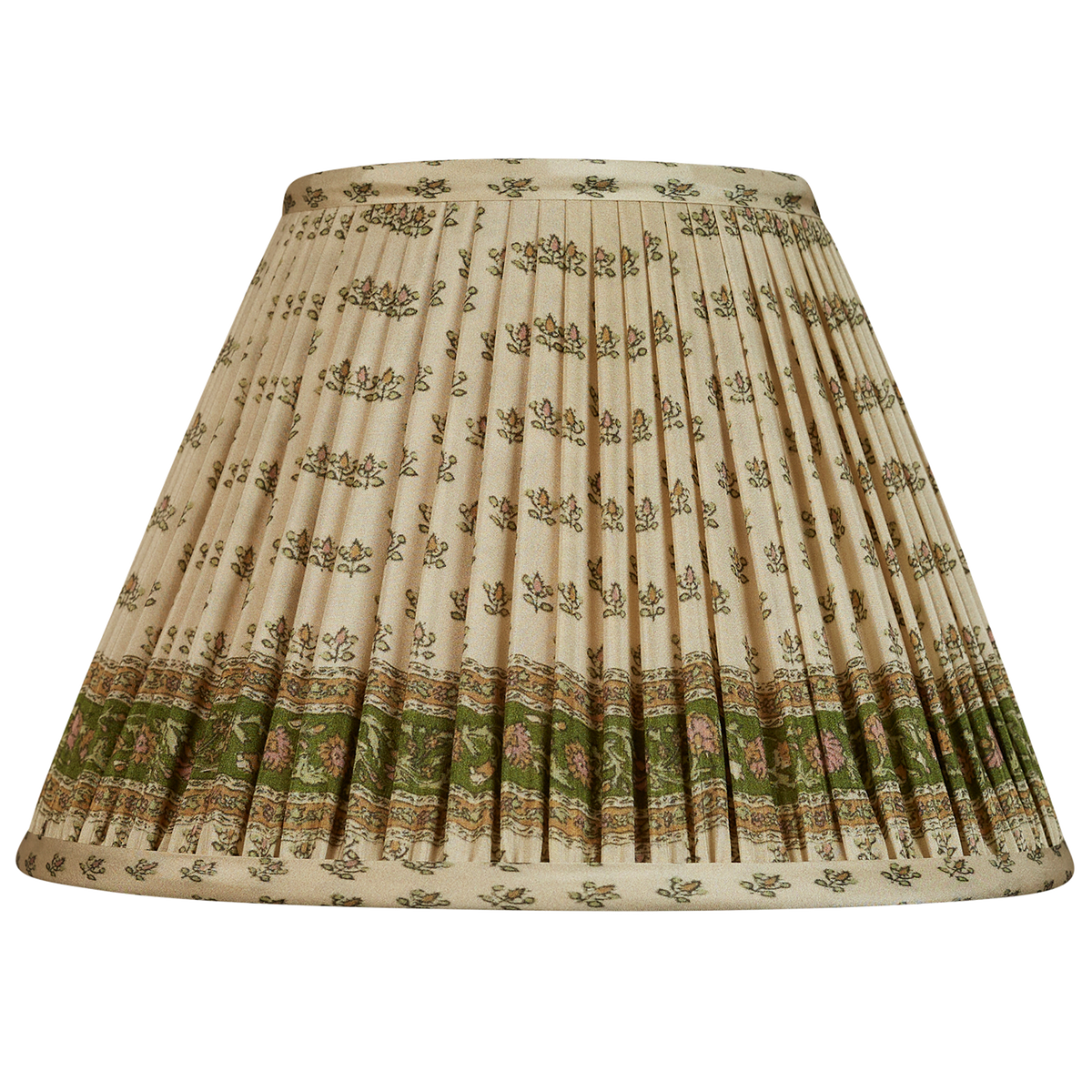 10 inch Petites fleurs French drum sari style gathered silk lampshade with border