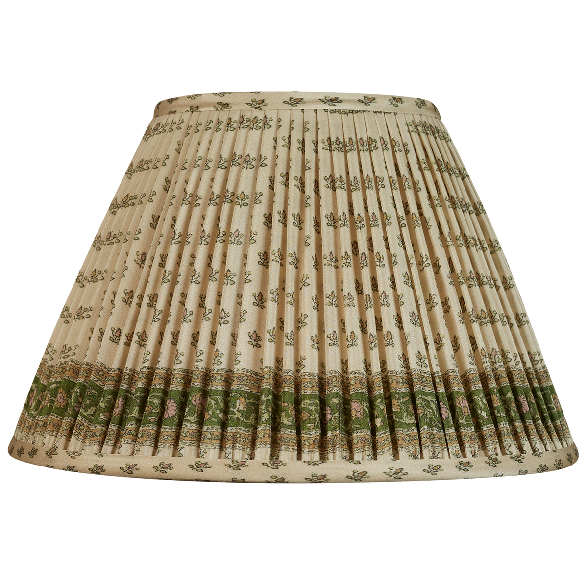 12 inch Petites fleurs sari style gathered silk French drum lampshade with border