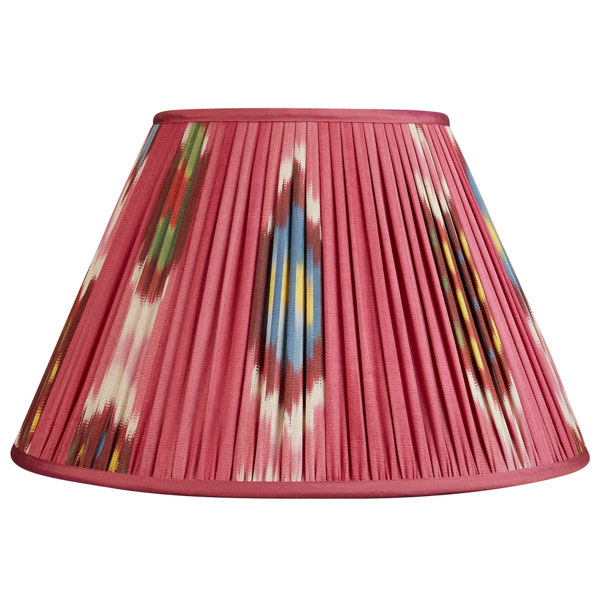 14 inch Magenta French drum silk and cotton ikat lampshade