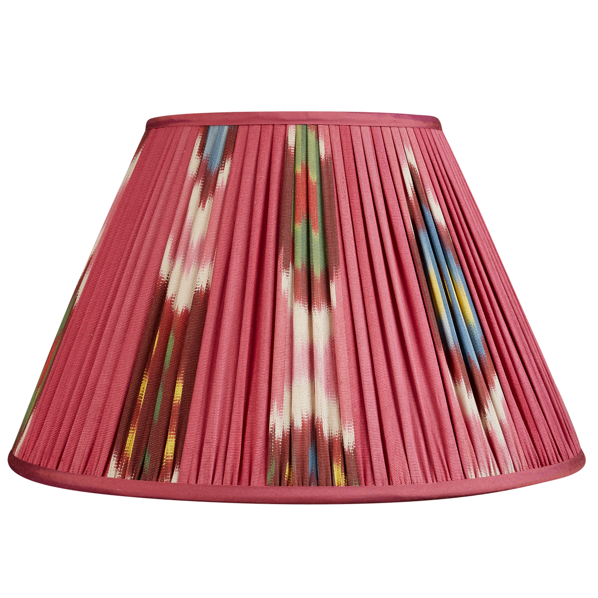 14 inch Magenta French drum silk and cotton ikat lampshade
