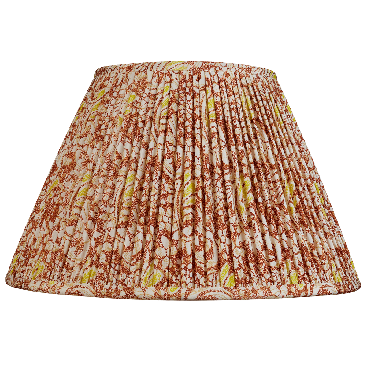 14 inch Brown and lime green floral silk sari lampshade