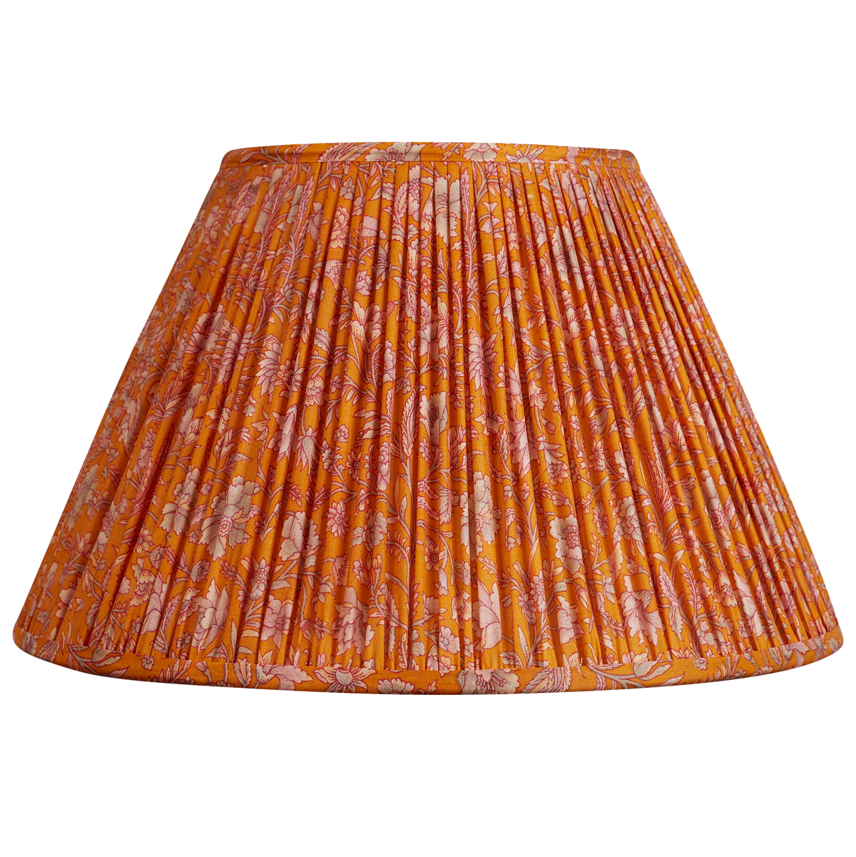 14 inch French drum orange and lilac floral design silk sari lampshade