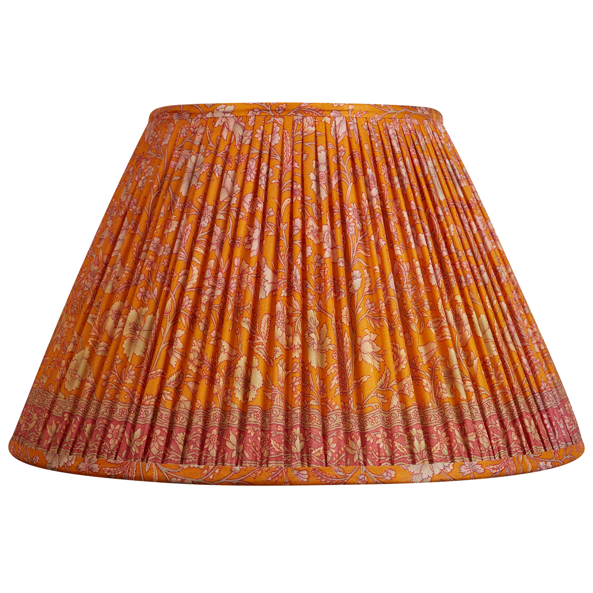 14 inch French drum Orange and lilac floral design silk sari lampshade with border