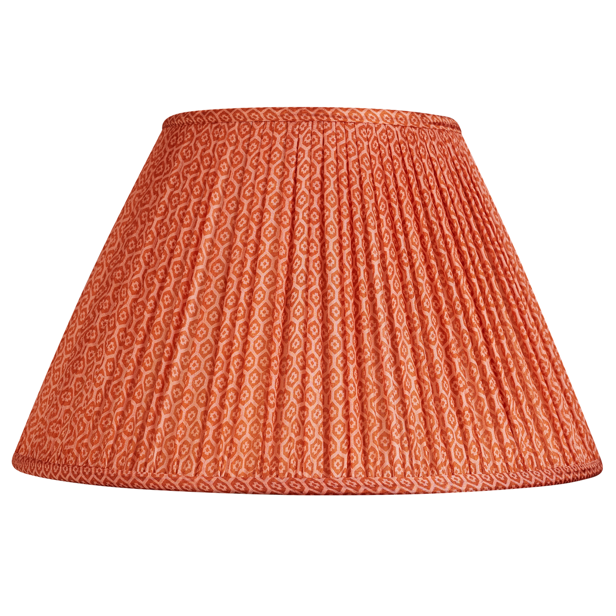 14 inch Pink and sienna geometric design silk sari lampshade