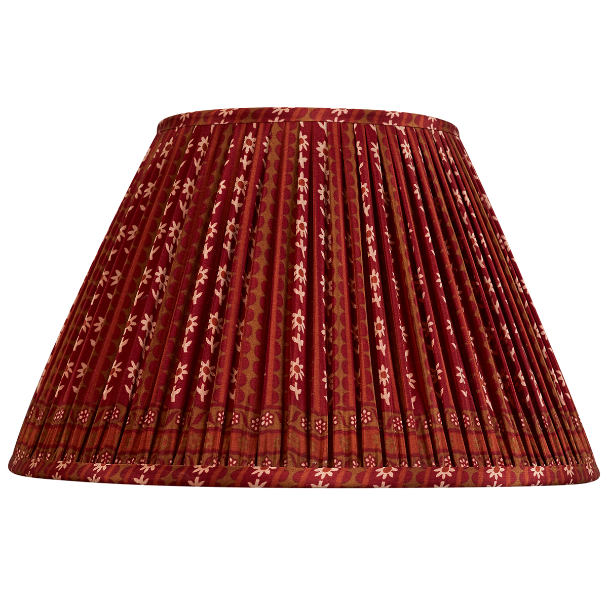 14 inch Burgundy stripe floral design French drum silk sari lampshade