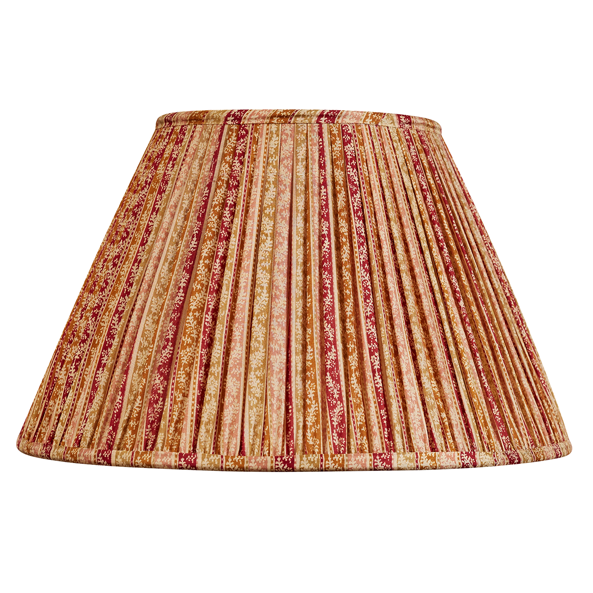 14 inch French drum burgundy and caramel striped floral silk sari lampshade