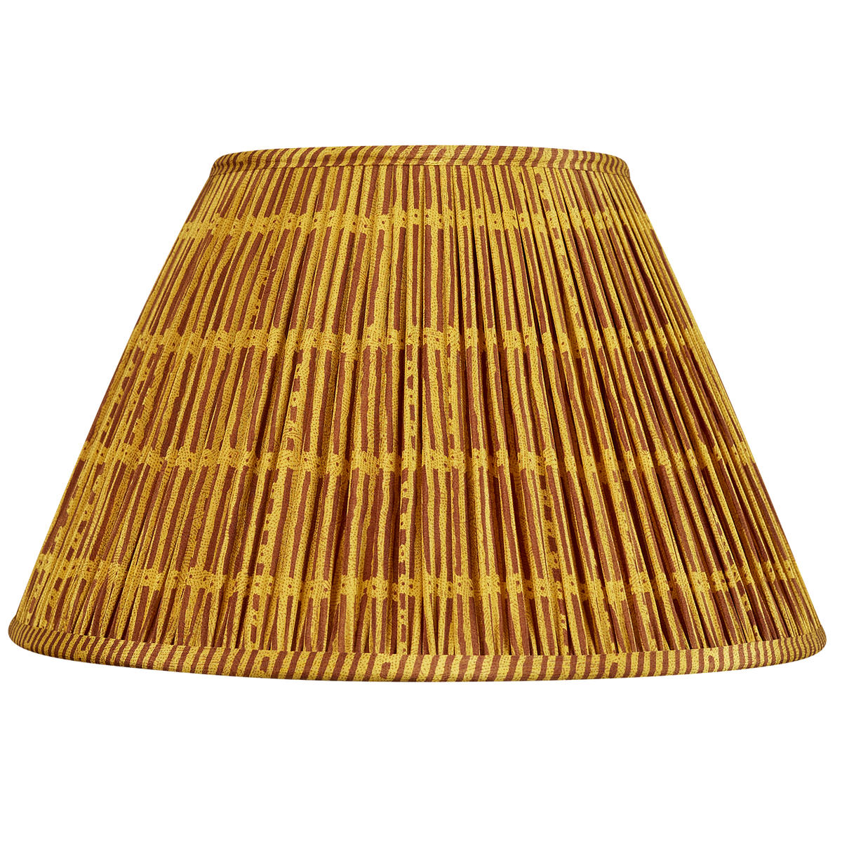 14 inch Mustard and brown geometric design silk sari lampshade