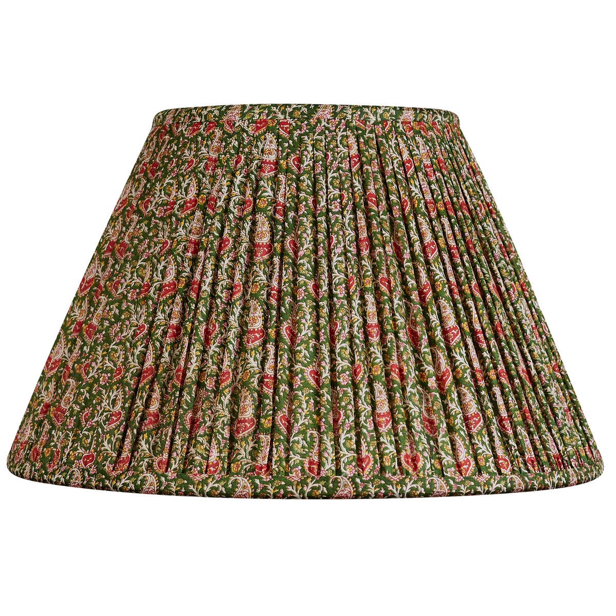 14 inch Green and magenta paisley design silk sari lampshade