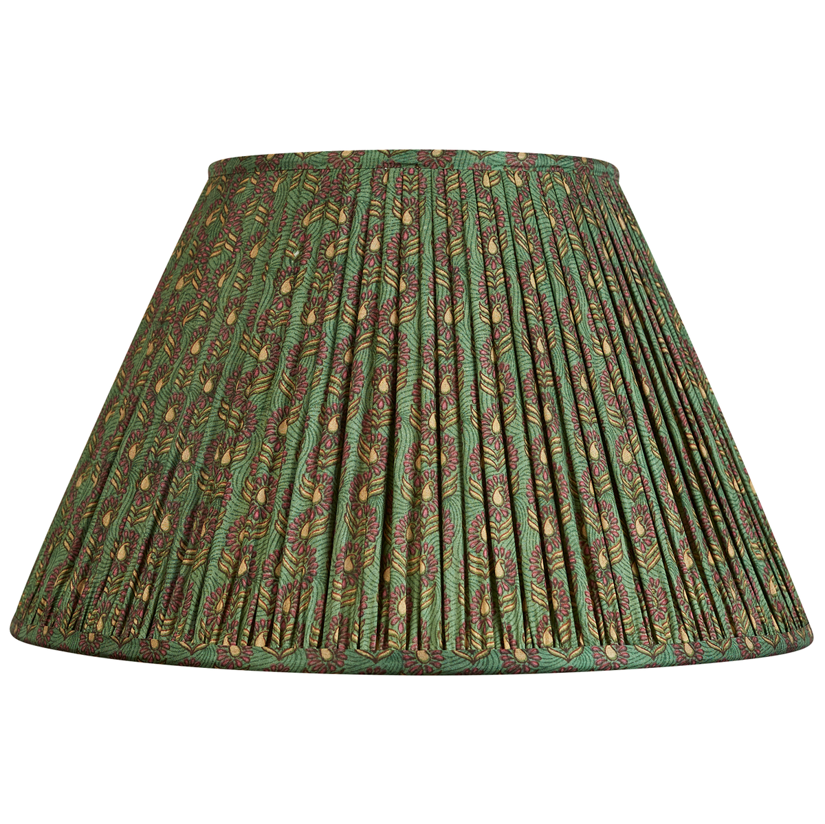 14 inch Forest green floral design silk sari lampshade