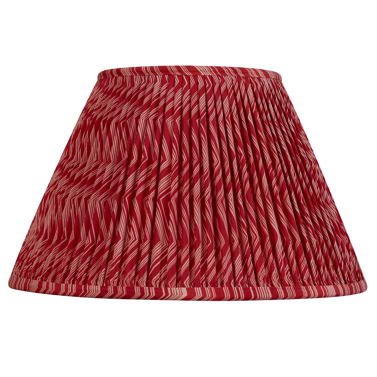 14 inch French drum red and pink chevron design silk sari lampshade