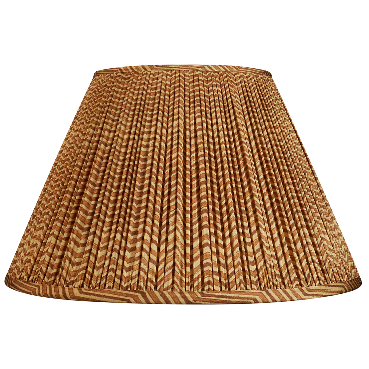 14 Inch Caramel and tan chevron sari style gathered silk lampshade with spider fitting