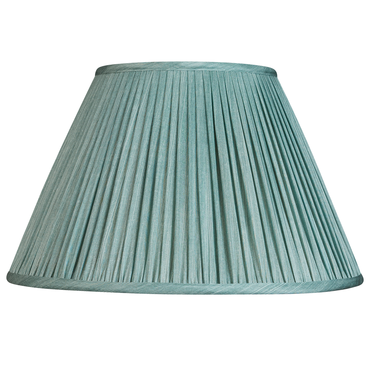 14 Inch Celadon ripple pinstripe sari style gathered silk lampshade