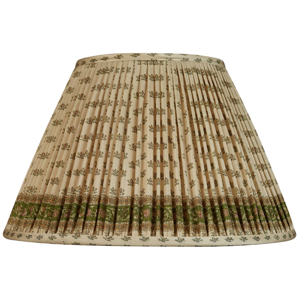 14 Inch Petites fleurs French drum sari style gathered silk lampshade with border