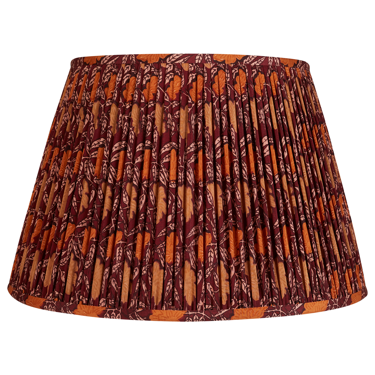 16 Inch Aubergine coffee/orange floral design silk sari lampshade