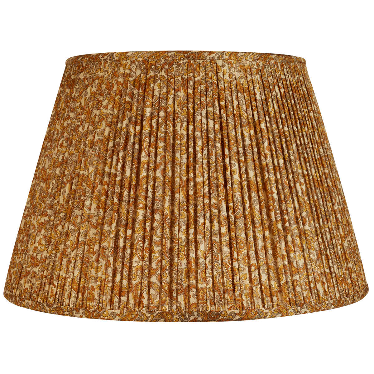 16 inch Rust and green paisley design on cream ground silk sari lampshade