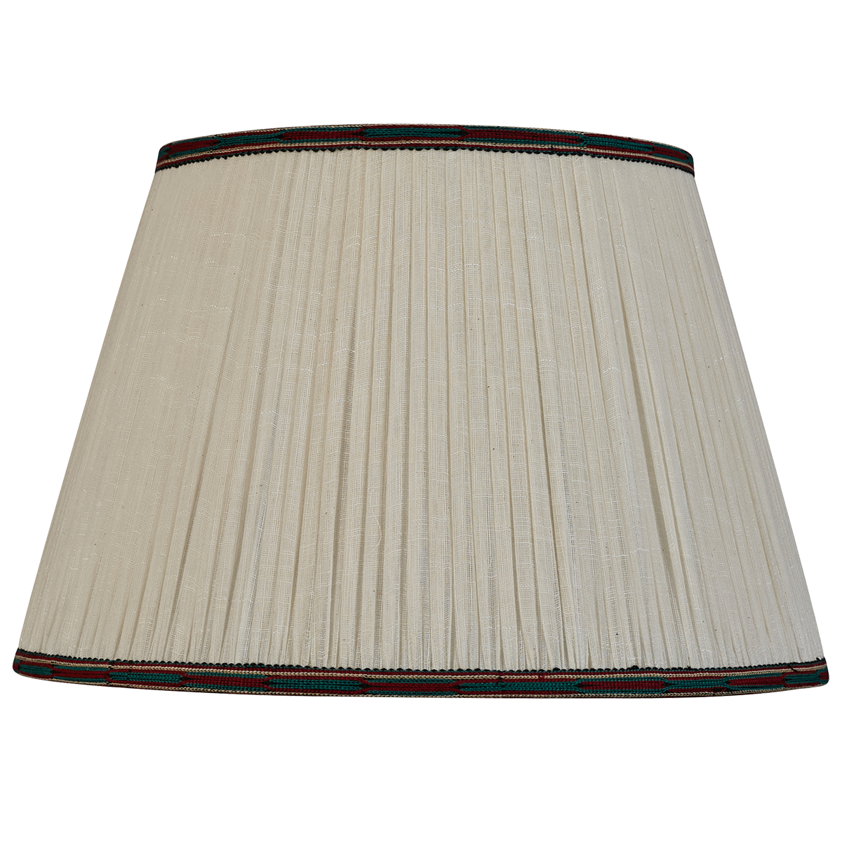 16 inch Cream cotton lampshade with red and green embroidered trim