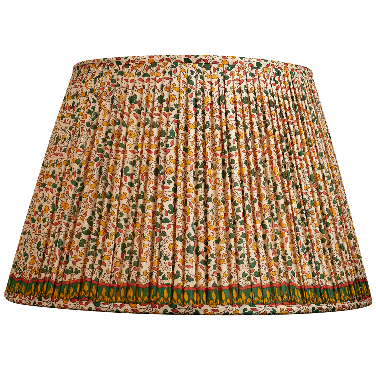 16 Inch Green/red floral design silk sari lampshade with green border