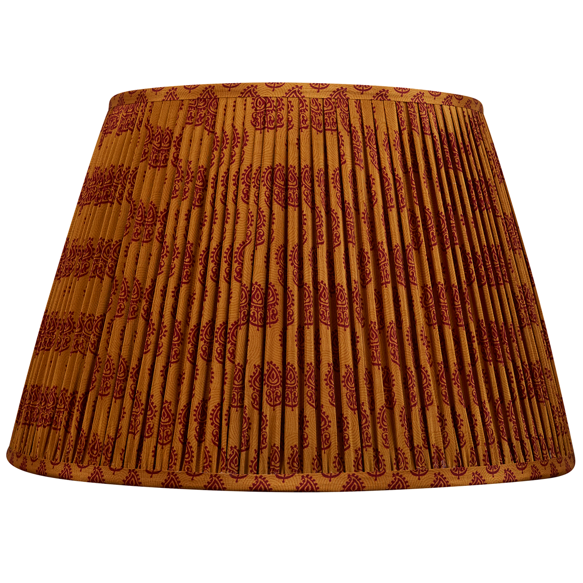 16 Inch Saffron and bordeaux paisley design silk sari lampshade