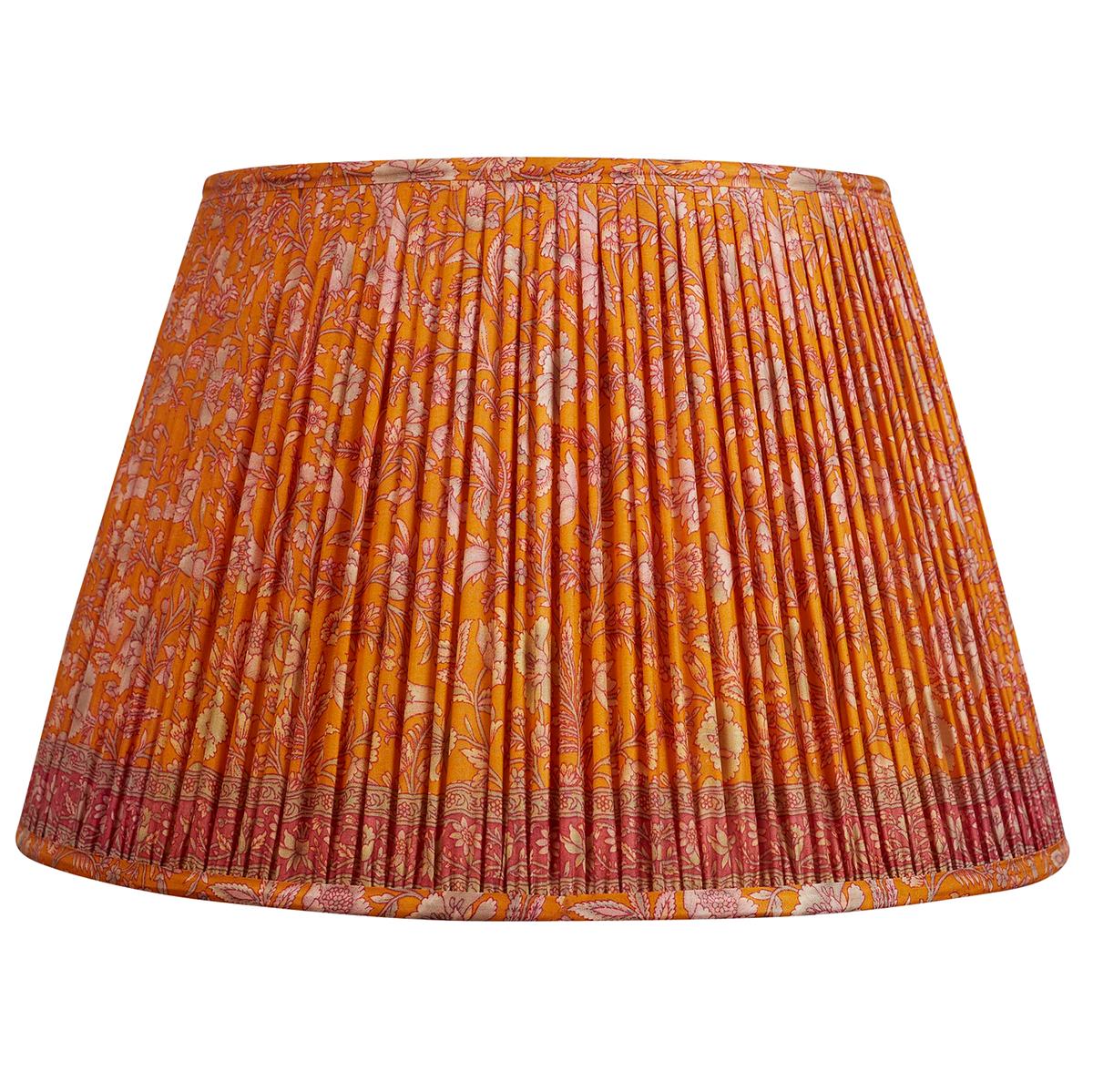 16 Inch Orange and lilac floral design silk sari lampshade with border