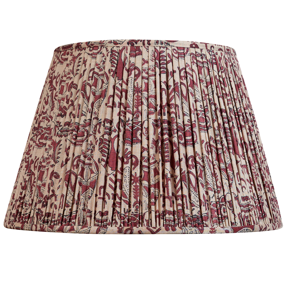 16 Inch Bordeaux abstract design on mushroom ground silk sari lampshade