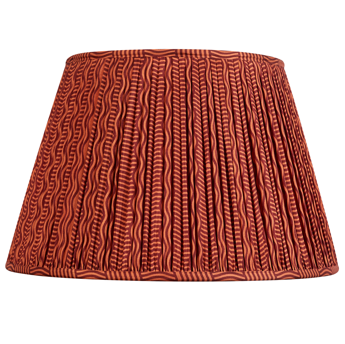 16 Inch Two tone burgundy wavy stripe design silk sari lampshade