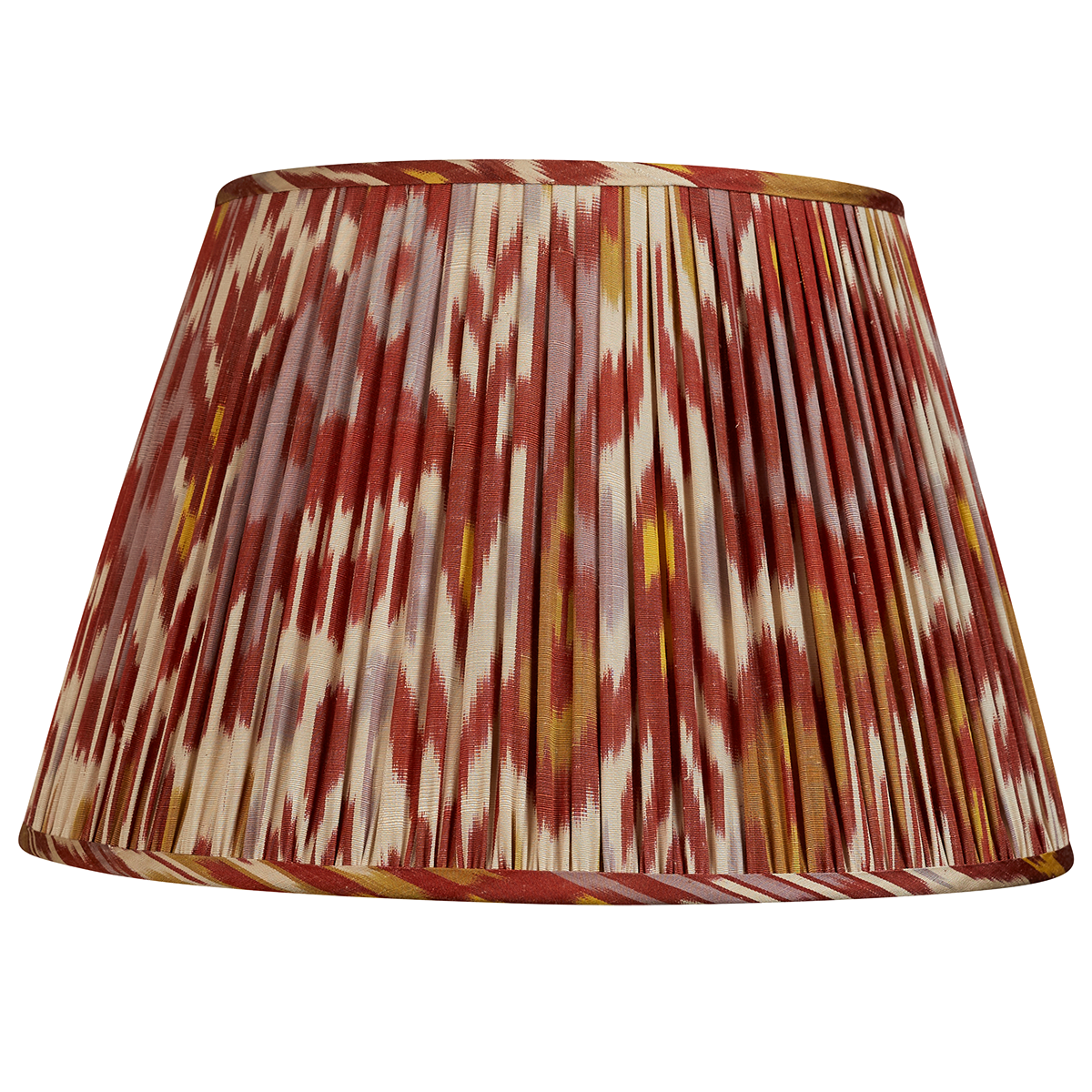16 Inch Dark red with yellow/lilac silk/cotton ikat lampshade