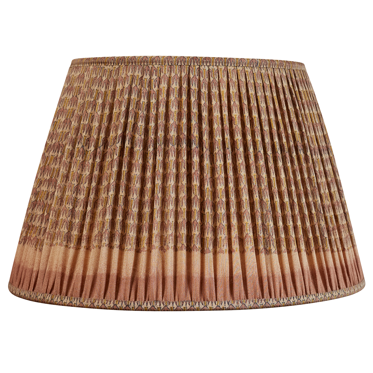 16 Inch Two tone camel and brown silk sari lampshade with border