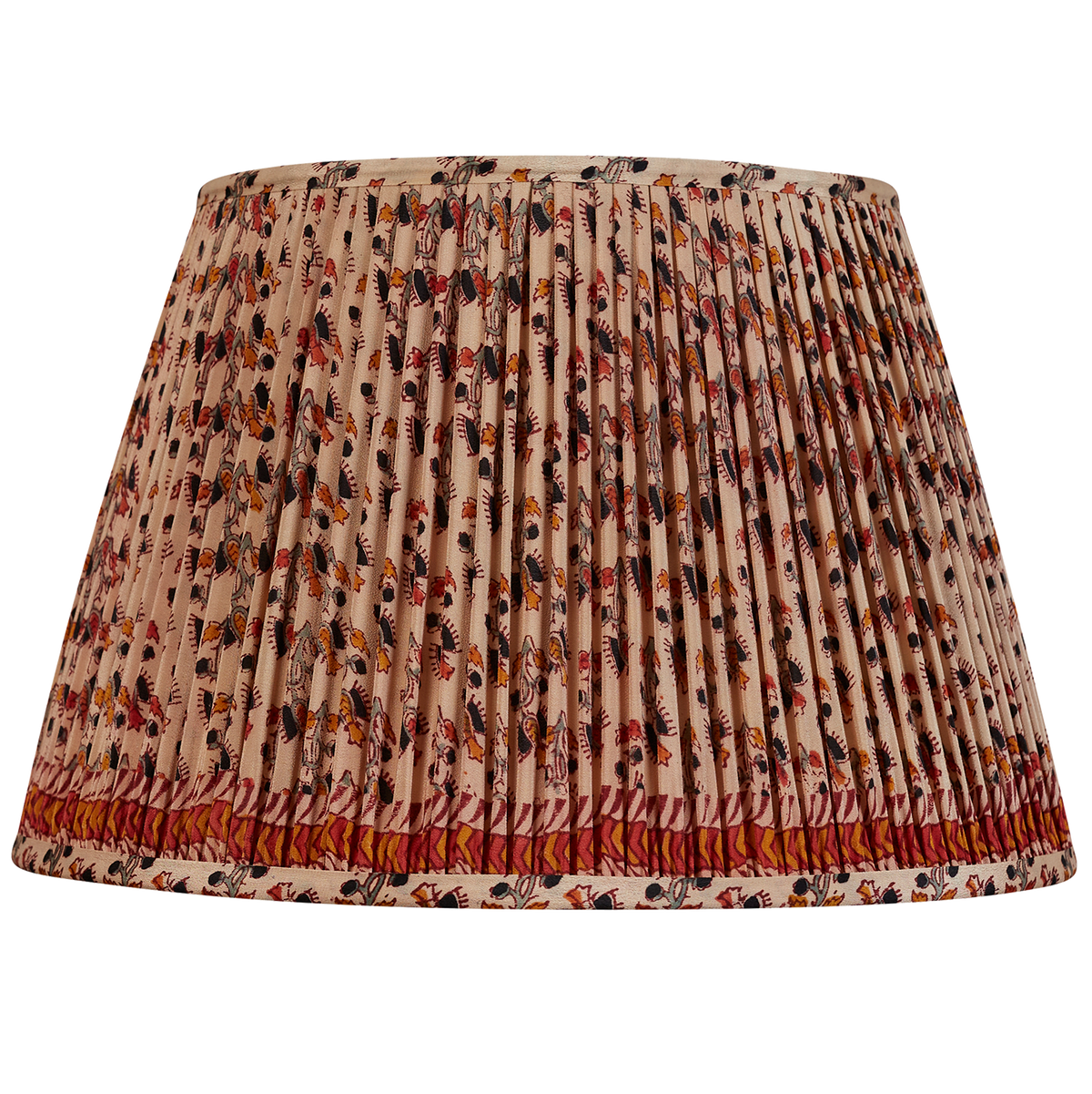 16 Inch Cream floral design silk sari lampshade with border