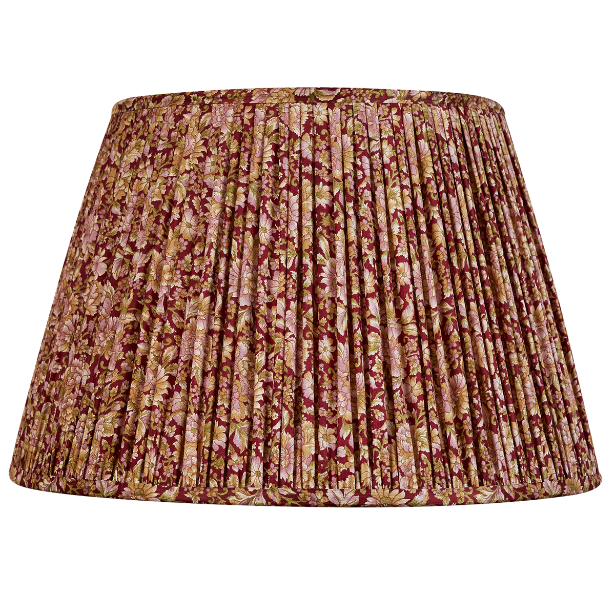 16 Inch Bordeaux and pink/green floral design silk sari lampshade