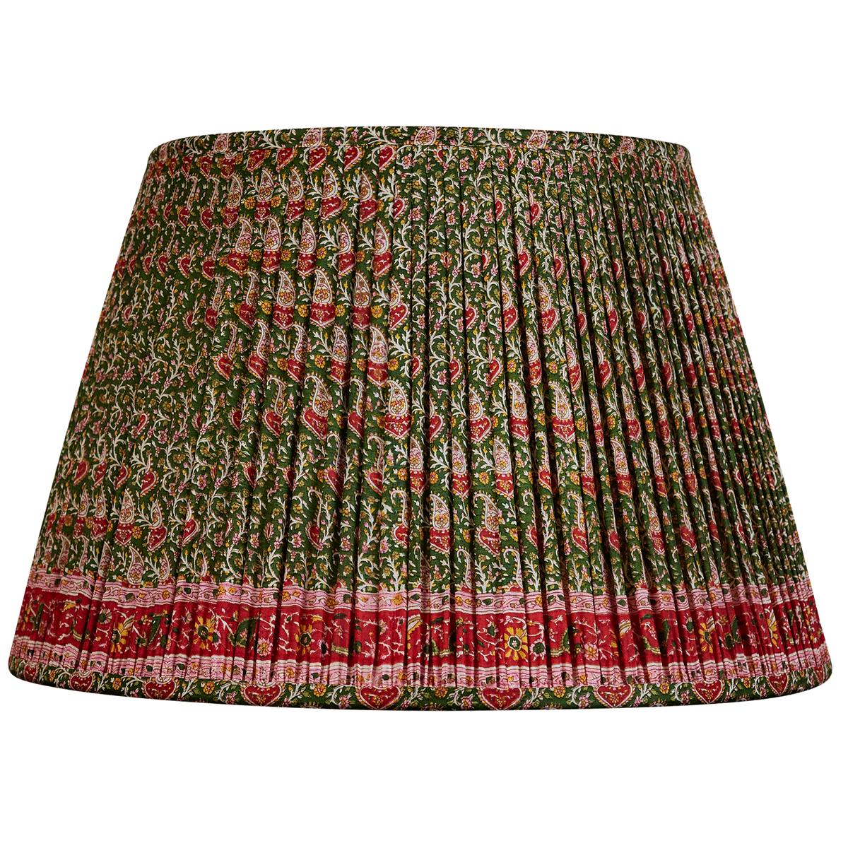 16 Inch Green and magenta paisley design silk sari lampshade with border