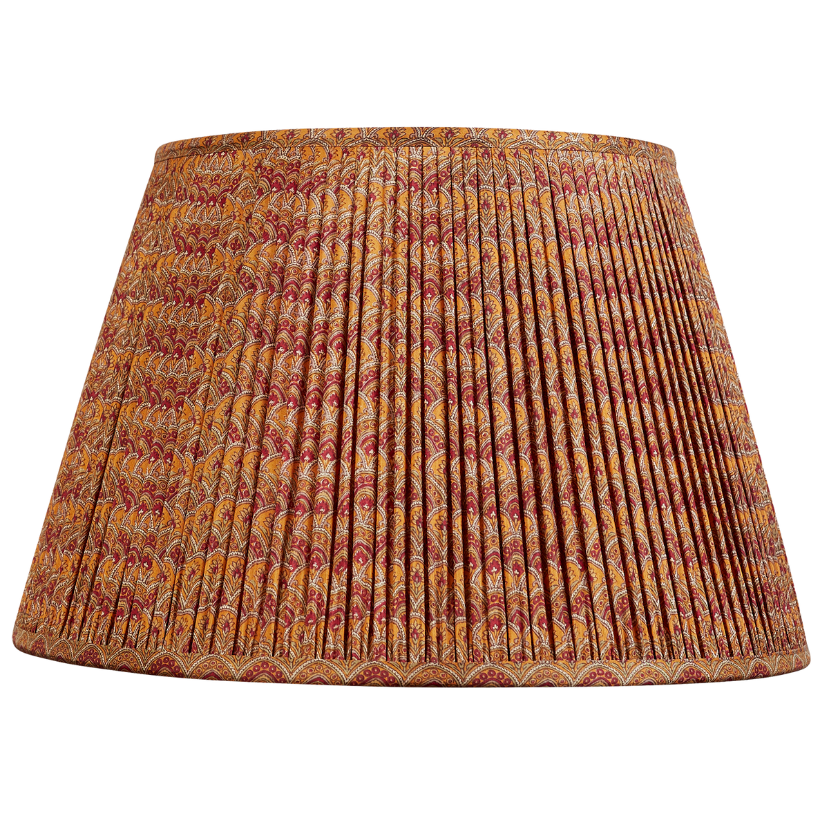 16 Inch Burgundy and saffron geometric floral design silk sari lampshade