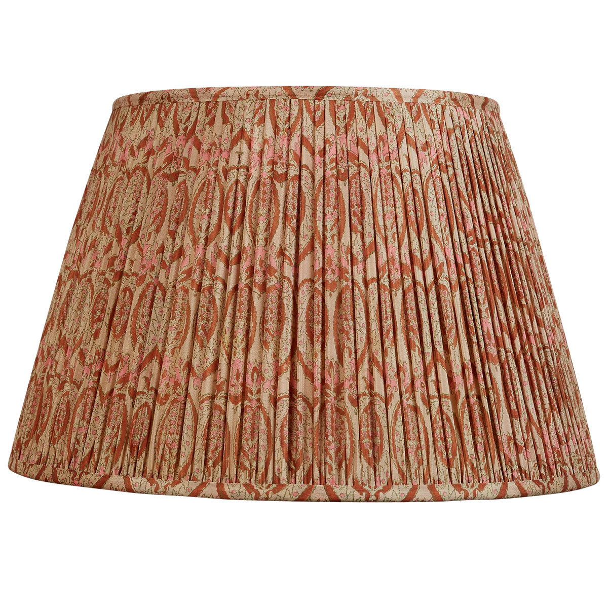 16 Inch Terracotta and pink floral design silk sari lampshade