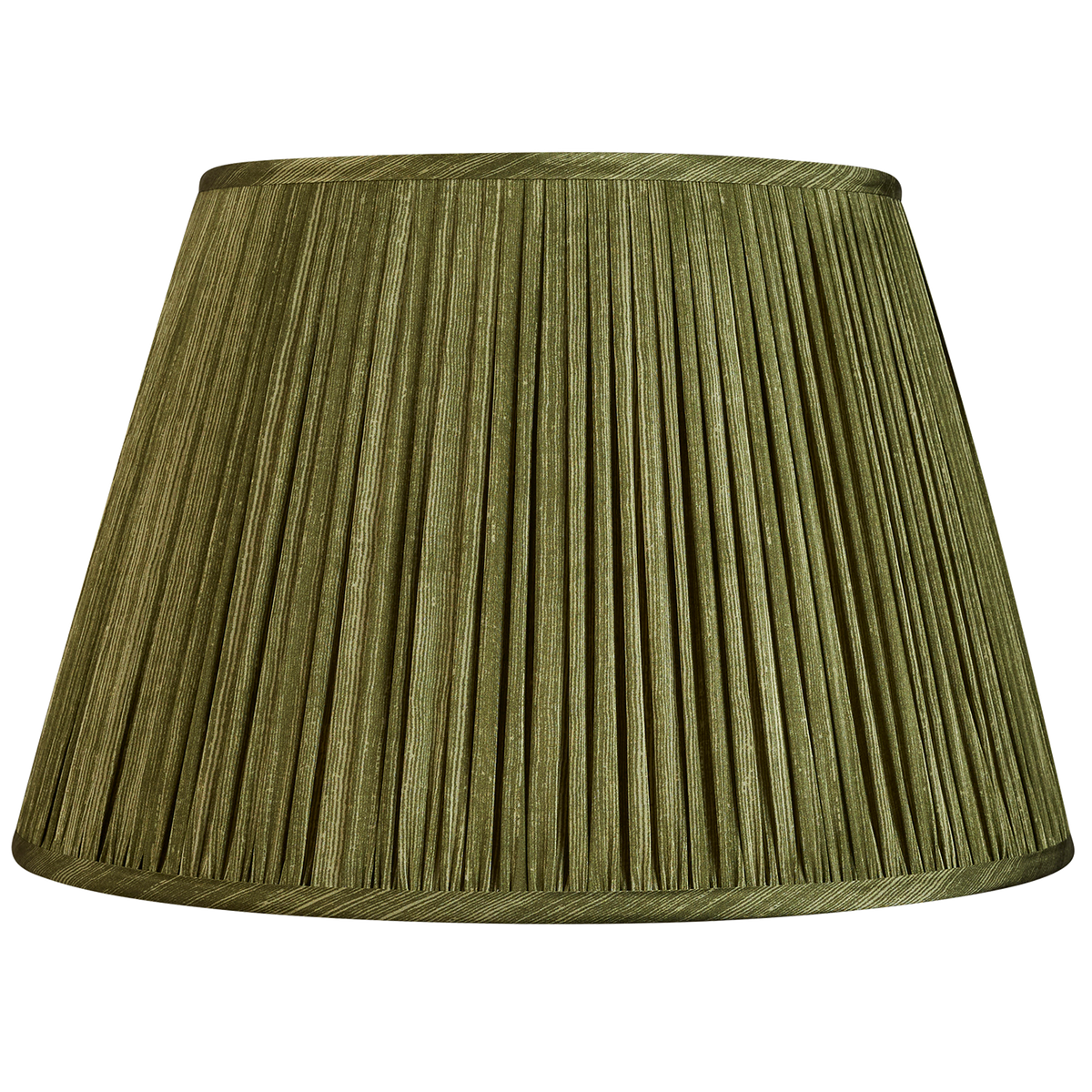 18 Inch Olive green ripple pinstripe sari style gathered silk lampshade