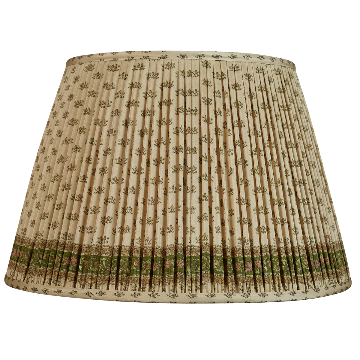 16 Inch Petites fleurs sari style gathered silk lampshade with border with spider fitting